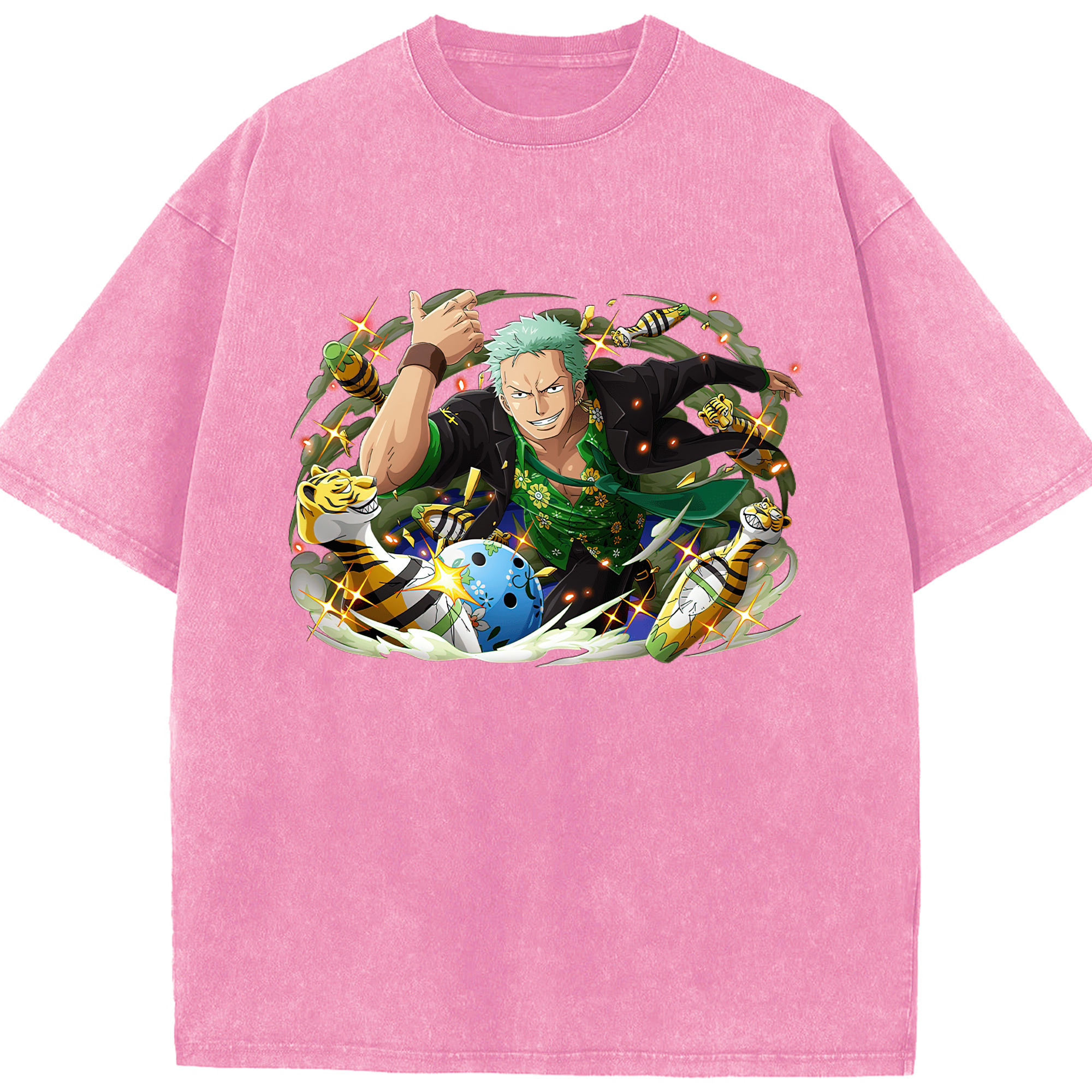 ワンピース ロロノア・ゾロ ONE PIECE Roronoa Zoro 綿100% ヴィンテージ風 半袖Tシャツ（フロントプリント）